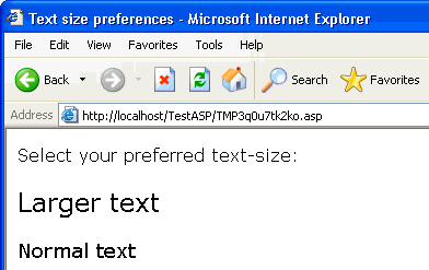 Links to change text sizes