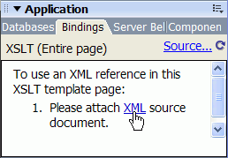 XML link in the Bindings panel